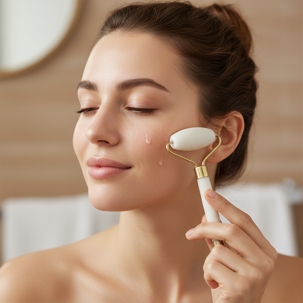 Roller Visage en Jade Naturel – Anti-Rides & Soin Raffermissant