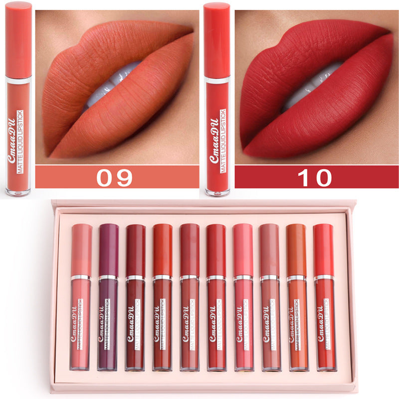Coffret 10 Rouges à Lèvres Mats – Tenue Longue & Couleurs Tendance