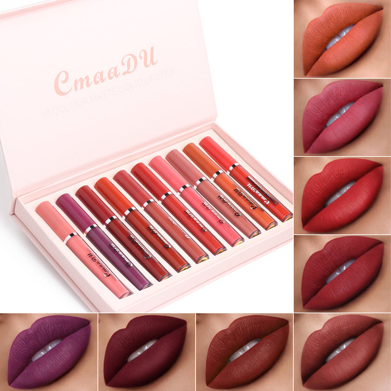 Coffret 10 Rouges à Lèvres Mats – Tenue Longue & Couleurs Tendance