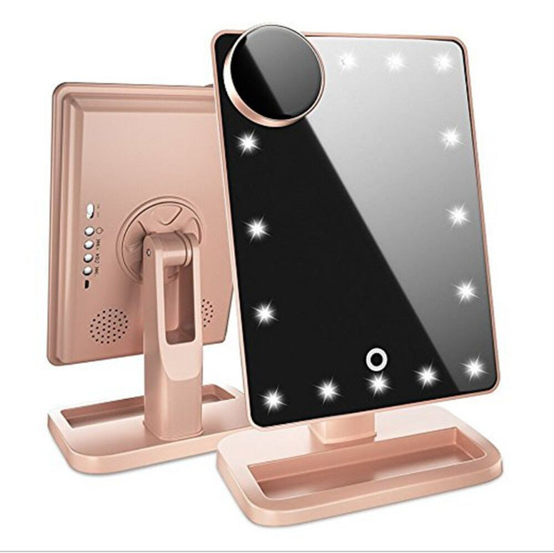 Miroir Maquillage Tactile 3-en-1 – LED & Haut-Parleur Bluetooth