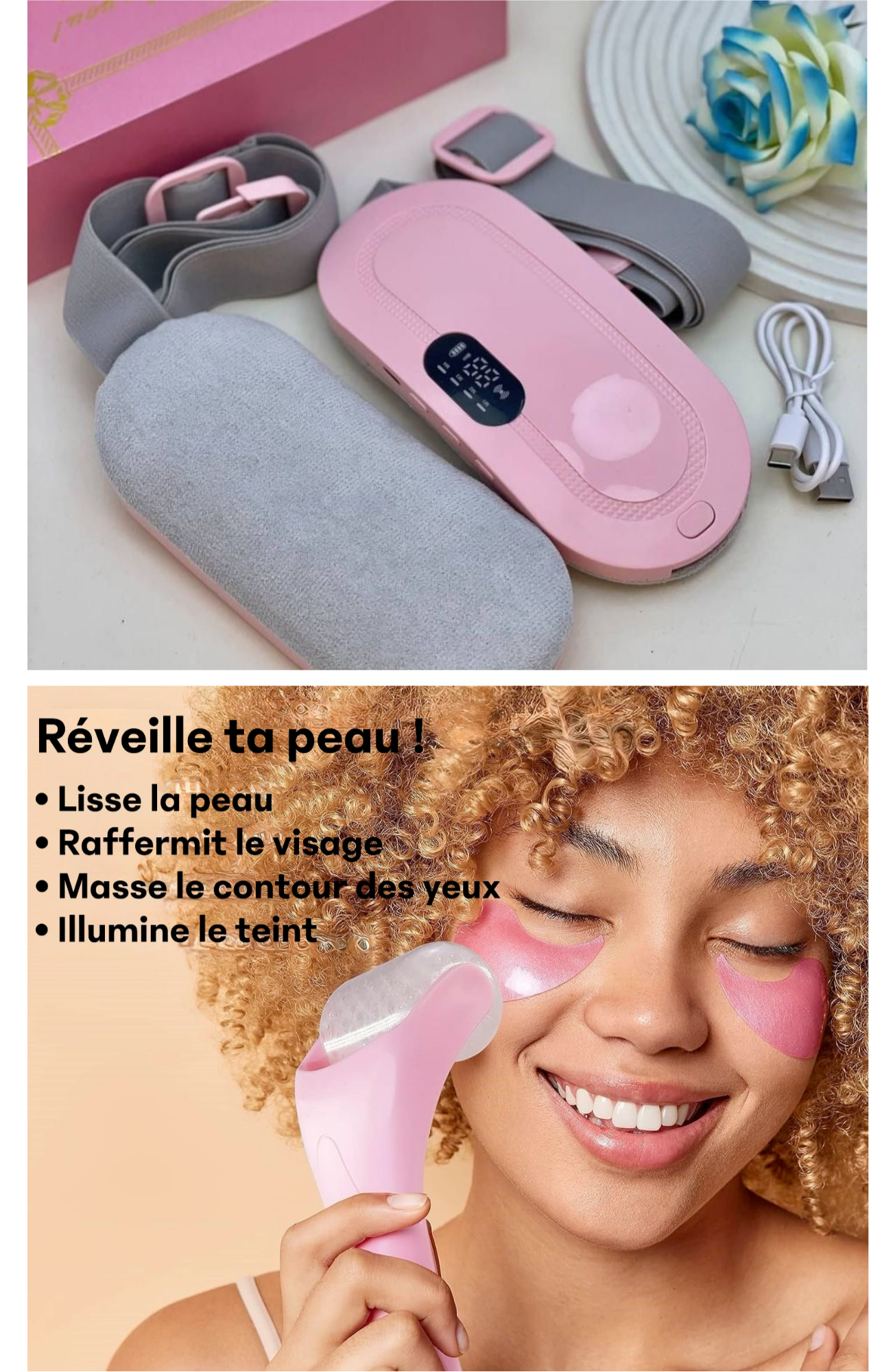 ceinture chauffante menstruelles + roller froid 