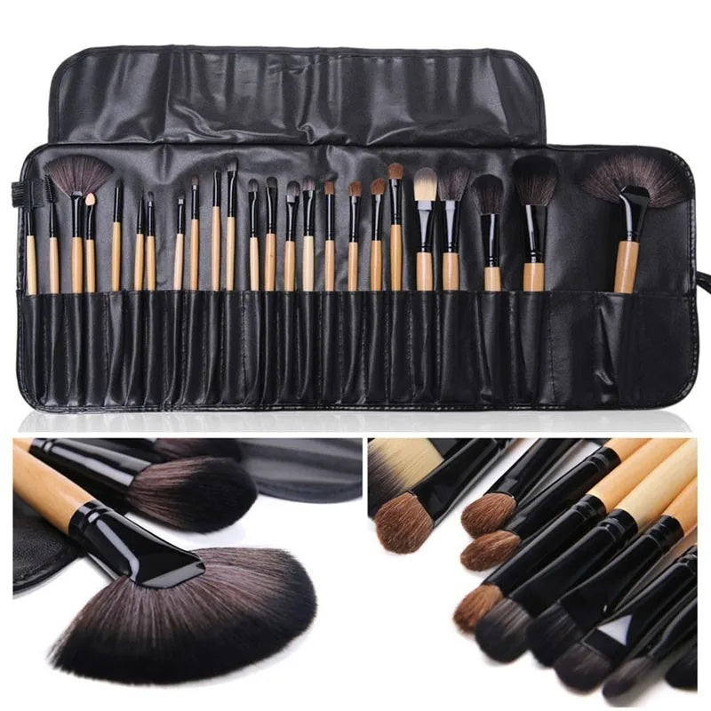 Coffret de 24 Pinceaux Maquillage Professionnels avec Pochette